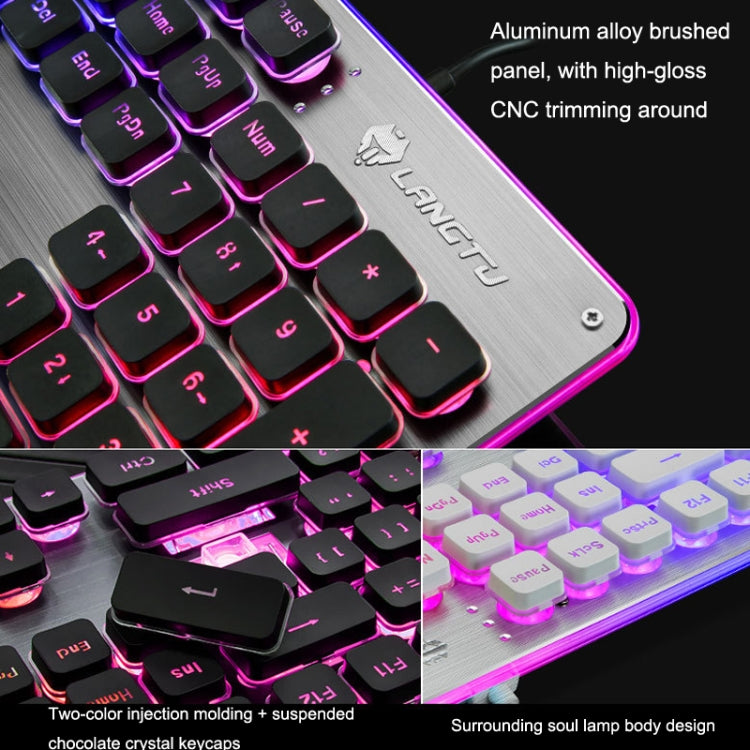 LANGTU L1 104 Keys USB Home Office Film Luminous Wired Keyboard, Cable Length:1.6m(Ice Blue Light Silver White) - Wired Keyboard by LANGTU | Online Shopping South Africa | PMC Jewellery | Buy Now Pay Later Mobicred