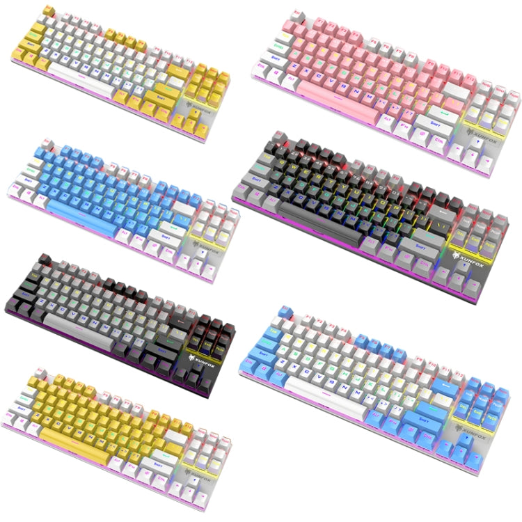 XUNFOX K80 87 Keys Wired Gaming Mechanical Illuminated Keyboard, Cable Length:1.5m(White Blue) - free shipping - PMC Jewellery - Order now!