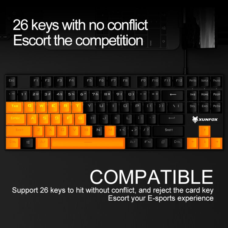 XUNFOX K80 87 Keys Wired Gaming Mechanical Illuminated Keyboard, Cable Length:1.5m(White Blue) - free shipping - PMC Jewellery - Order now!