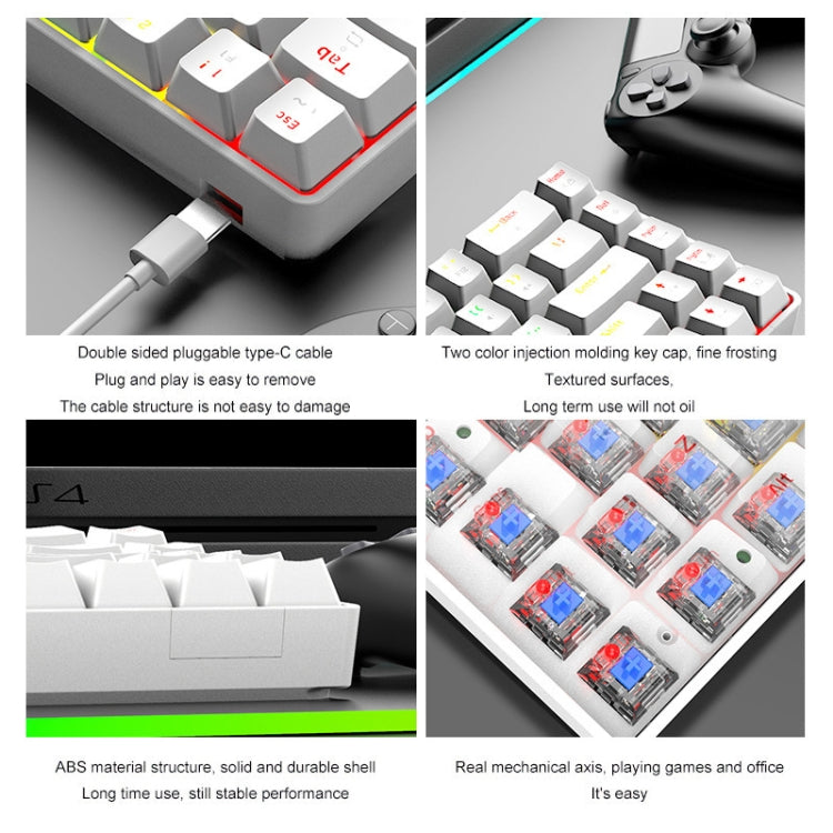 ZIYOU LANG T8 68 Keys RGB Luminous Gaming Mechanical Keyboard, Cable Length:1.6m(White Green Shaft) - free shipping - PMC Jewellery - Order now!