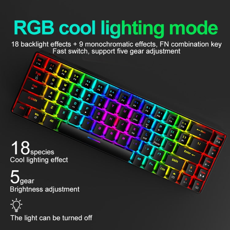 ZIYOU LANG T8 68 Keys RGB Luminous Gaming Mechanical Keyboard, Cable Length:1.6m(Black Tea Shaft) - Wired Keyboard by ZIYOU LANG | Online Shopping South Africa | PMC Jewellery | Buy Now Pay Later Mobicred