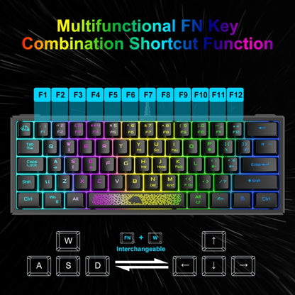 ZIYOU LANG K61 62 Keys RGB Lighting Mini Gaming Wired Keyboard, Cable Length:1.5m(Black) - Wired Keyboard by ZIYOU LANG | Online Shopping South Africa | PMC Jewellery | Buy Now Pay Later Mobicred