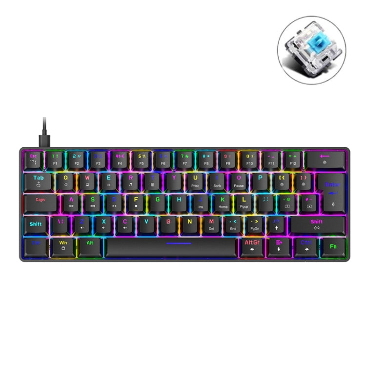 ZIYOU LANG T60 62-Key RGB Luminous Mechanical Wired Keyboard, Cable Length:1.5m(Black Green Shaft) - free shipping - PMC Jewellery - Order now!