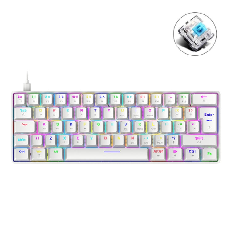 ZIYOU LANG T60 62-Key RGB Luminous Mechanical Wired Keyboard, Cable Length:1.5m(White Green Shaft) - free shipping - PMC Jewellery - Order now!
