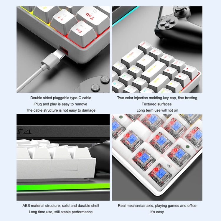 ZIYOU LANG T60 62-Key RGB Luminous Mechanical Wired Keyboard, Cable Length:1.5m(Blue Red Shaft) - free shipping - PMC Jewellery - Order now!