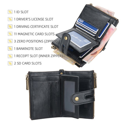 Baellerry  Short Wallet Double Zipper Tri-Fold Wallet For Men(Coffee) - Wallets by Baellerry | Online Shopping South Africa | PMC Jewellery