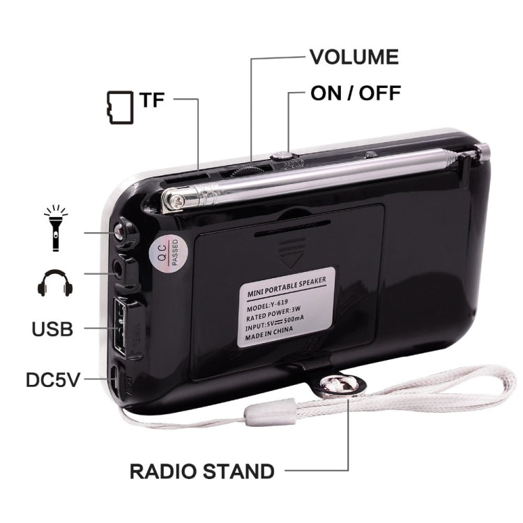 Y-619  FM/AM Mini Radio MP3 Rechargeable Music Player Support TF/SD Card with LED Display(Blue) - Radio Player by PMC TechLife | Online Shopping South Africa | PMC TechLife | Buy Now Pay Later Mobicred