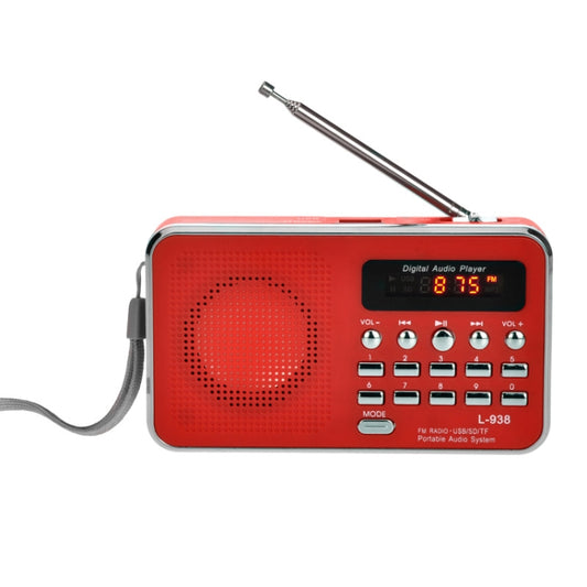 L-938  MP3 Audio Player FM Radio Support  SD MMC Card AUX-IN Earphone-out(Red) - Radio Player by PMC Jewellery | Online Shopping South Africa | PMC Jewellery | Buy Now Pay Later Mobicred