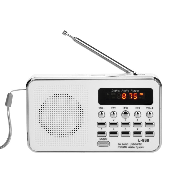 L-938  MP3 Audio Player FM Radio Support  SD MMC Card AUX-IN Earphone-out(White) - Radio Player by PMC Jewellery | Online Shopping South Africa | PMC Jewellery | Buy Now Pay Later Mobicred