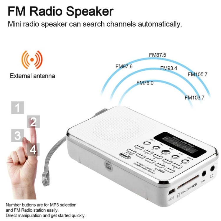 L-938  MP3 Audio Player FM Radio Support  SD MMC Card AUX-IN Earphone-out(Red) - Radio Player by PMC TechLife | Online Shopping South Africa | PMC TechLife | Buy Now Pay Later Mobicred