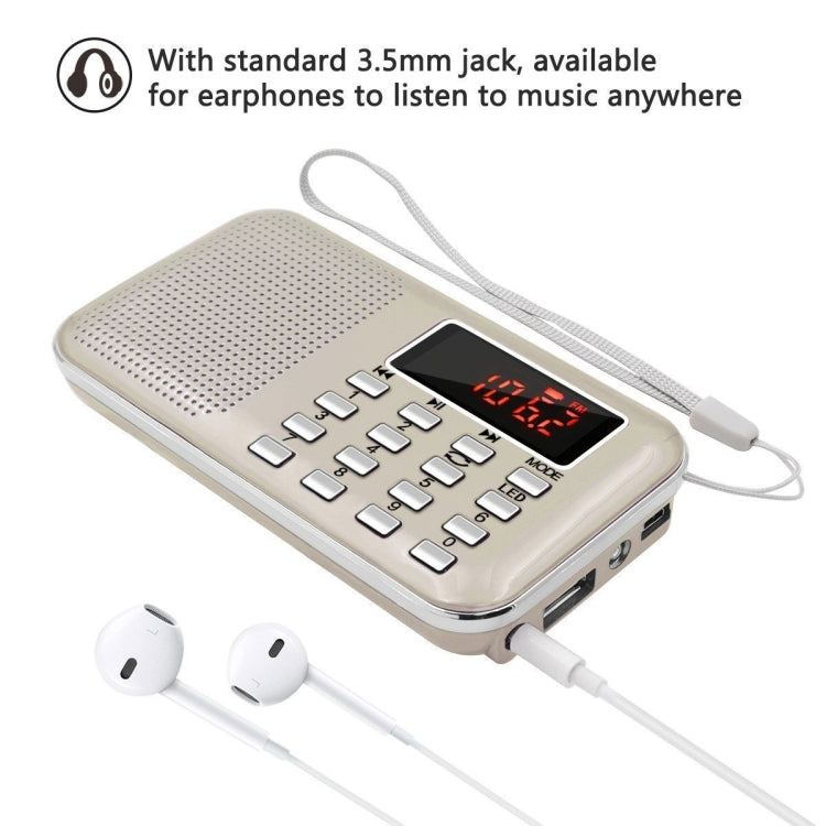 L-218AM  MP3 Radio Speaker Player Support TF Card USB with LED Flashlight Function(Gold) - Radio Player by PMC TechLife | Online Shopping South Africa | PMC TechLife | Buy Now Pay Later Mobicred