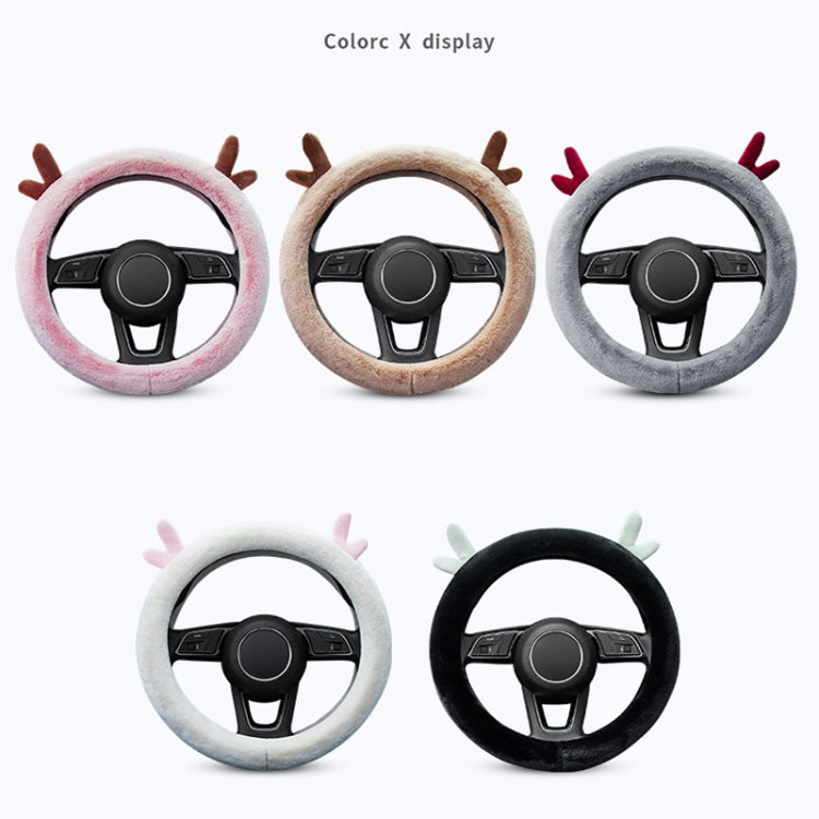 Antler Thick Plush Steering Wheel Cover, Style: O Type (Pink) - Steering Wheel Accessories by PMC Jewellery | Online Shopping South Africa | PMC Jewellery | Buy Now Pay Later Mobicred