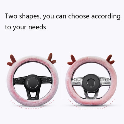 Antler Thick Plush Steering Wheel Cover, Style: O Type (Pink) - Steering Wheel Accessories by PMC Jewellery | Online Shopping South Africa | PMC Jewellery | Buy Now Pay Later Mobicred