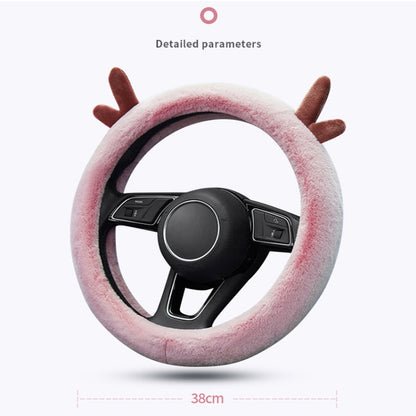 Antler Thick Plush Steering Wheel Cover, Style: O Type (Black) - Steering Wheel Accessories by PMC Jewellery | Online Shopping South Africa | PMC Jewellery | Buy Now Pay Later Mobicred