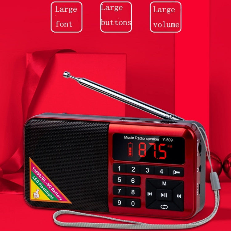 Bluetooth Card Radio Digital FM Player, Specifications: Y-509FM (No Solar Panel)(Blue) - Radio Player by PMC TechLife | Online Shopping South Africa | PMC TechLife | Buy Now Pay Later Mobicred