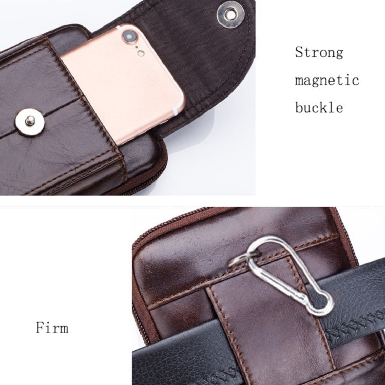 BULL CAPTAIN  Leather Multifunctional Waist Bag For Men(Black-08) - free shipping - PMC TechLife - Order now!