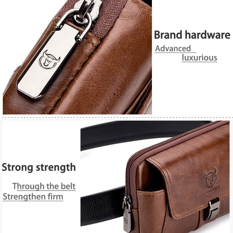 BULL CAPTAIN Multifunctional Leather Mobile Phone Small Waist Bag For Men(Horizontal Black) - Wallets by BULL CAPTAIN | Online Shopping South Africa | PMC TechLife | Buy Now Pay Later Mobicred