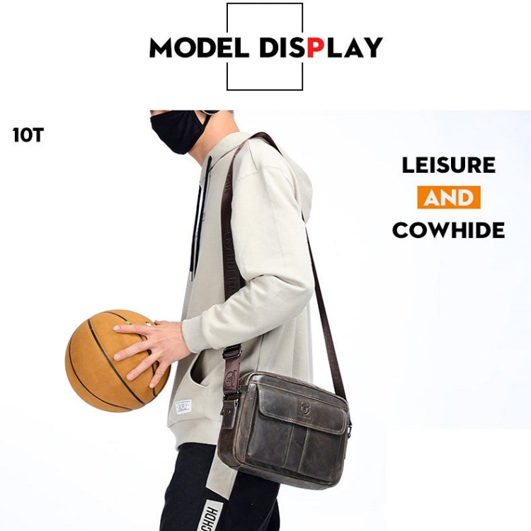 BULL CAPTAIN  Double Layer Leather One Shoulder Messenger Bag For Men(Iron Blue) - Single-shoulder Bags by BULL CAPTAIN | Online Shopping South Africa | PMC TechLife | Buy Now Pay Later Mobicred