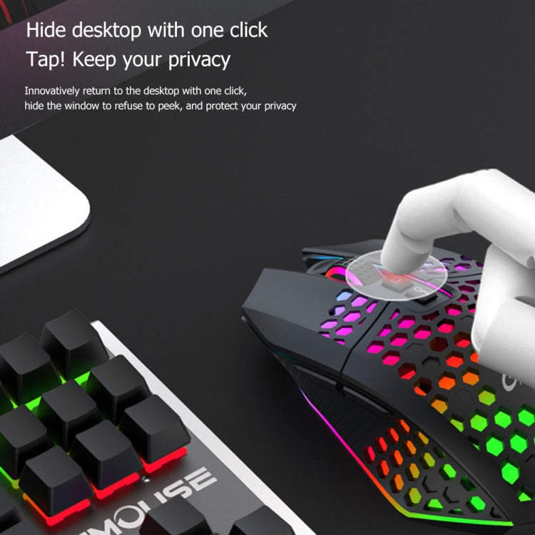 FMOUSE  X801 8 Keys 1600DPI Hollow Luminous Gaming  Office Mouse,Style: Black Wireless Rechargeable - free shipping - PMC Jewellery - Order now!
