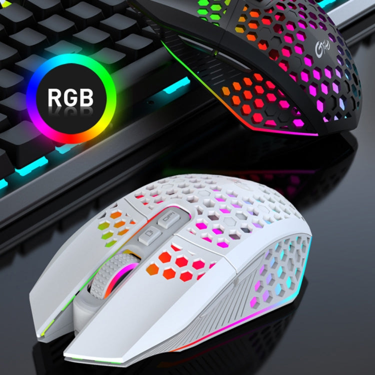 FMOUSE  X801 8 Keys 1600DPI Hollow Luminous Gaming  Office Mouse,Style: White Wireless Rechargeable - free shipping - PMC Jewellery - Order now!
