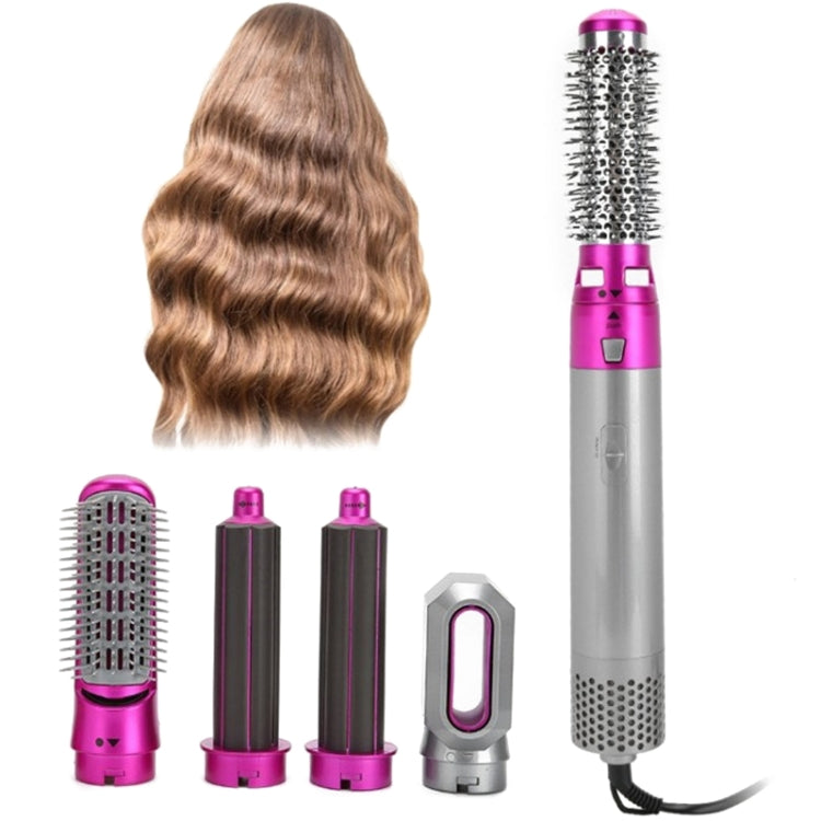 5-in-1 Hot-air Comb Automatic Straightening Dual-purpose Hair Dryer Silver+Rose Red(UK Plug) - free shipping - PMC TechLife - Order now!