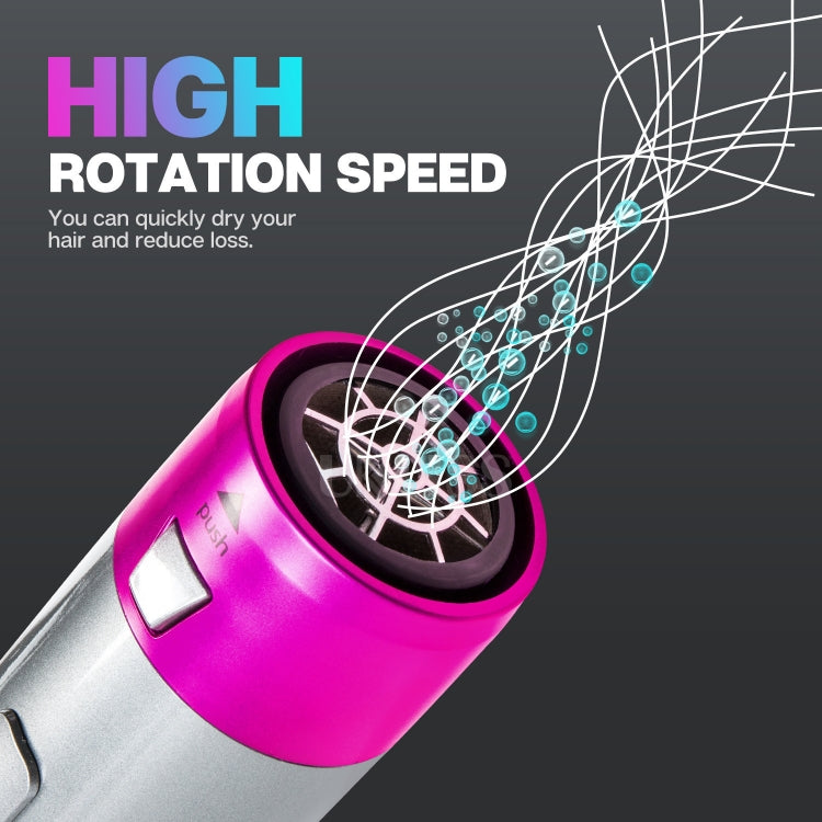 5-in-1 Hot-air Comb Automatic Straightening Dual-purpose Hair Dryer Silver+Rose Red(UK Plug) - free shipping - PMC TechLife - Order now!