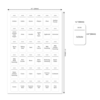 216 PCS Spice Jar Label Stickers Waterproof Oil Proof Kitchen Spice Jar Label(6 Sheets / set) - Printer Paper & Stickers by PMC Jewellery | Online Shopping South Africa | PMC Jewellery