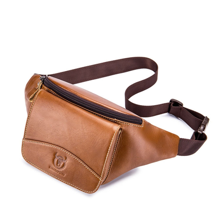 BULL CAPTAIN Cowhide Waist Bag Large Capacity Multifunctional Wallet For Men(Yellow Brown) - free shipping - PMC TechLife - Order now!