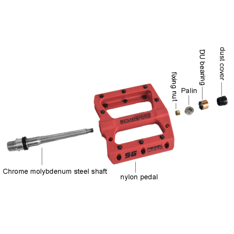 FMFXTR Mountain Bicycle Pedal Nylon Fiber Bearing Non-Slip Pedal(SG-12B Red) - free shipping - PMc TechLife - Order now!