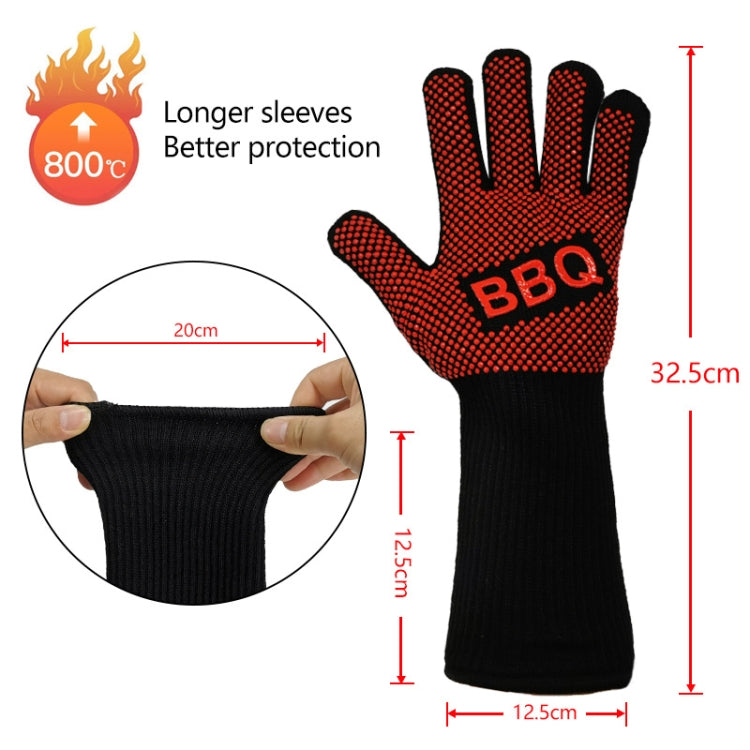1 Pair High Temperature Resistant Silicone BBQ Gloves  Anti-Scalding Gloves(Big Flame Red) - Safety Gloves by PMC TechLife | Online Shopping South Africa | PMC TechLife