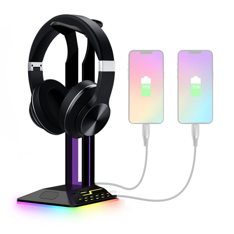 Dual USB RGB Color Changing Gaming Headset Stand(Black) - Headset Stand by PMC Jewellery | Online Shopping South Africa | PMC Jewellery | Buy Now Pay Later Mobicred