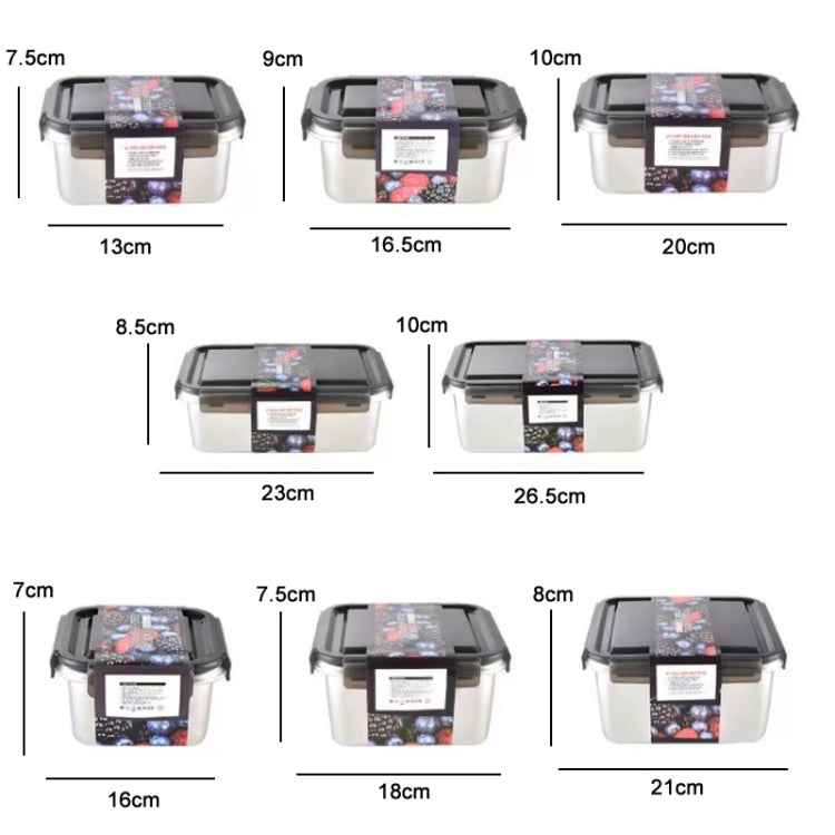 Refrigerator Refrigerated Storage Stainless Steel Airtight Crisper, Capacity: Square 750ML - Cutlery Sets by PMC Jewellery | Online Shopping South Africa | PMC Jewellery