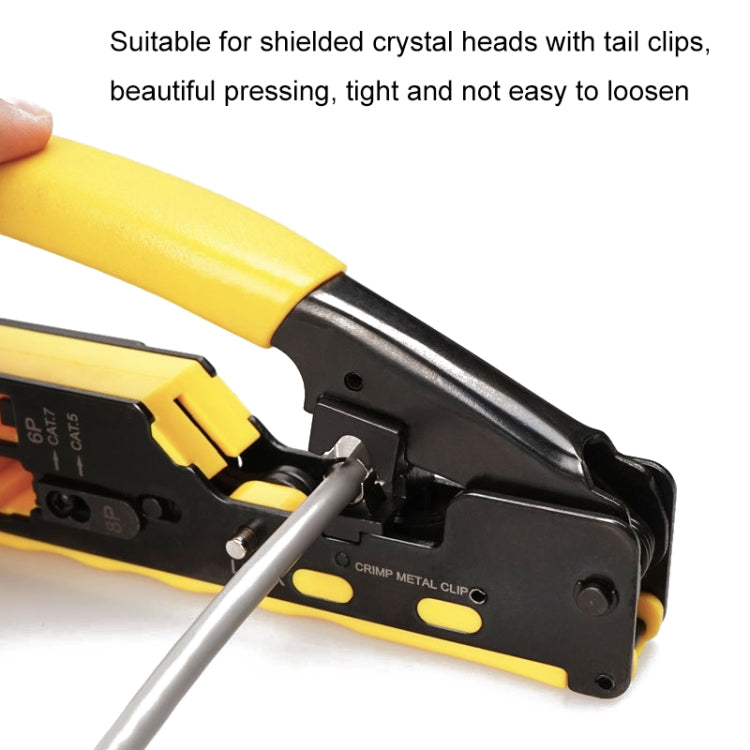 6P8P Seven-type Through-hole Crystal Head  Wire Stripping Tool Network Cable Pliers(Black) - Lan Cable and Tools by PMC TechLife | Online Shopping South Africa | PMC TechLife | Buy Now Pay Later Mobicred