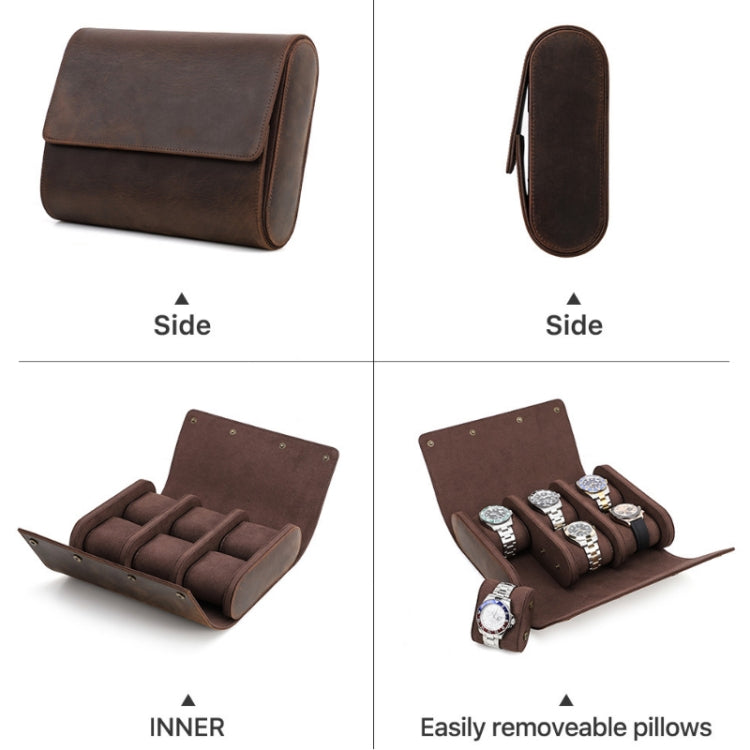CONTACTS FAMILY Vintage Crazy Horse Leather Outdoor Travel Watch Case(Brown) - free shipping - PMC TechLife - Order now!