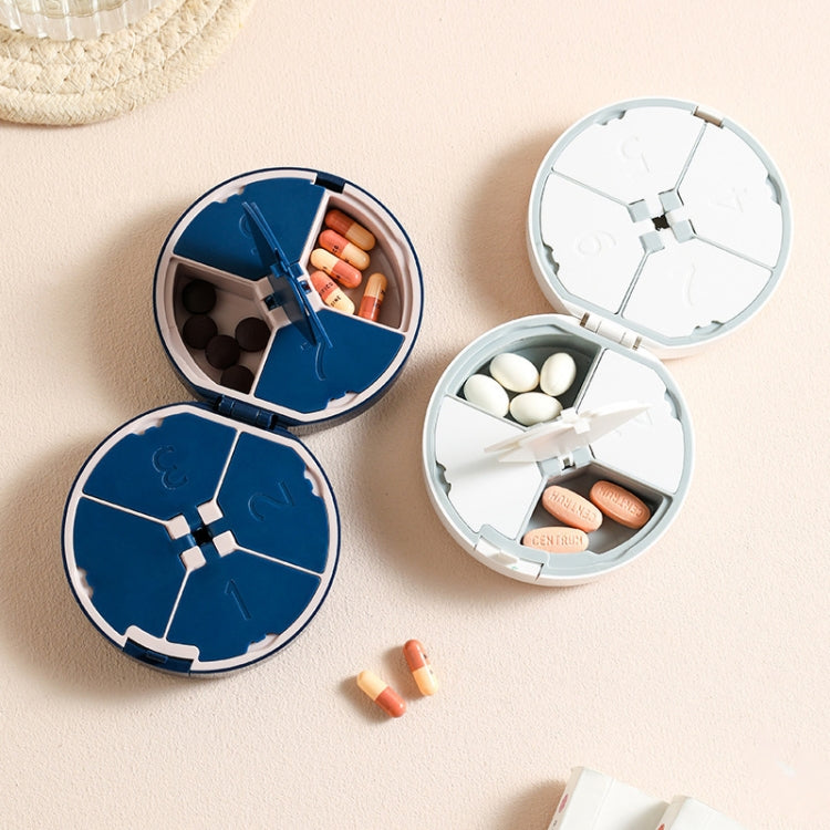 Double-layer Round Eight Grids Portable Medicine Box with Cutter(Blue) - free shipping - PMC TechLife - Order now!