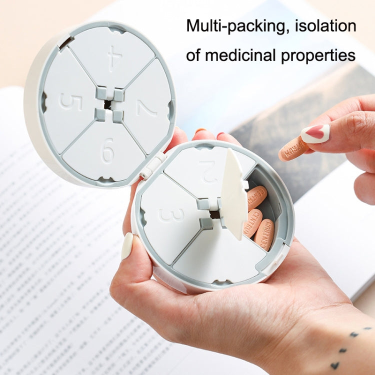 Double-layer Round Eight Grids Portable Medicine Box with Cutter(Blue) - free shipping - PMC TechLife - Order now!