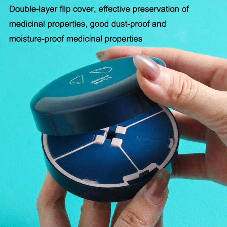Double-layer Round Eight Grids Portable Medicine Box with Cutter(White) - free shipping - PMC TechLife - Order now!