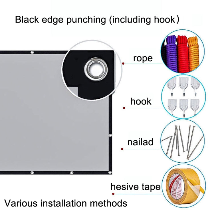Folding Metal Anti-Light HD Projection Curtain, Size: 130 inch 16:9 290x160cm Punch Black Border - Film Curtains by PMC TechLife | Online Shopping South Africa | PMC TechLife | Buy Now Pay Later Mobicred