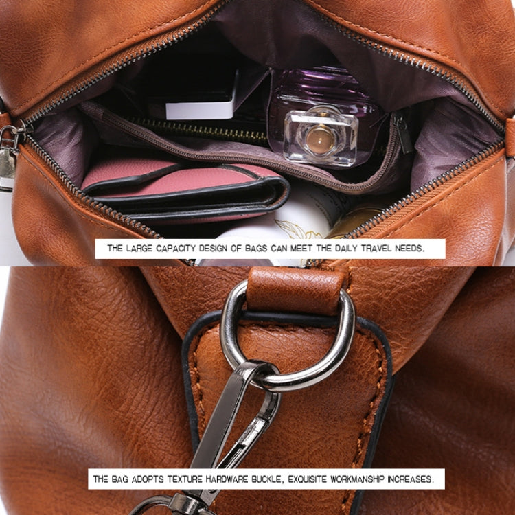 Ladies Casual Handbag Soft-faced Solid Color One-shoulder Diagonal Large Bag(Brown) - free shipping - PMC TechLife - Order now!