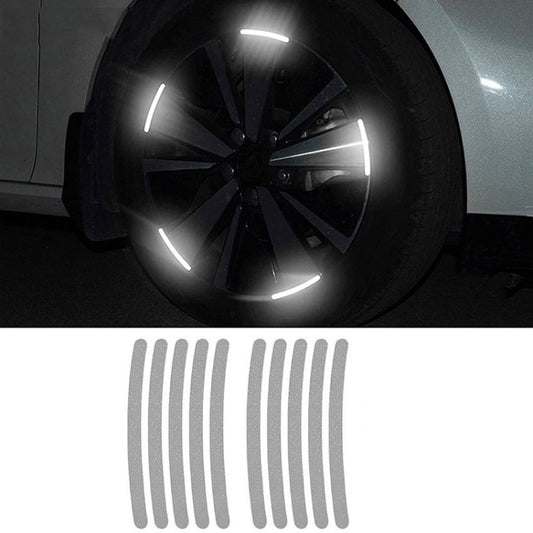 10pcs /Set Car Wheel Reflective Stickers 3D Personal Decoration Tire Warning Stickers(Silver White) - Decorative Strip by PMC Jewellery | Online Shopping South Africa | PMC Jewellery