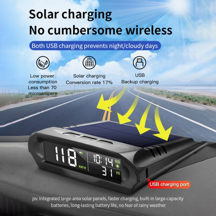 Car Solar HUD Tire Pressure Monitoring GPS Speed Time Altitude Table(Black) - Head Up Display System by PMC Jewellery | Online Shopping South Africa | PMC Jewellery | Buy Now Pay Later Mobicred