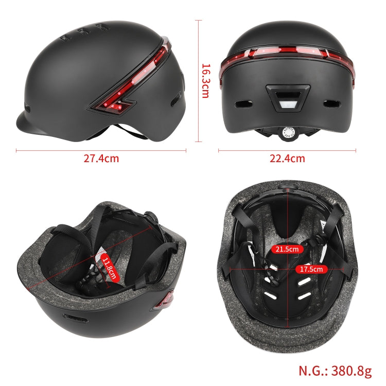 Cycling Helmet Ultralight Bicycle Helmet with Warning Light Remote Control(Black) - Protective Helmet & Masks by PMC Jewellery | Online Shopping South Africa | PMC Jewellery | Buy Now Pay Later Mobicred