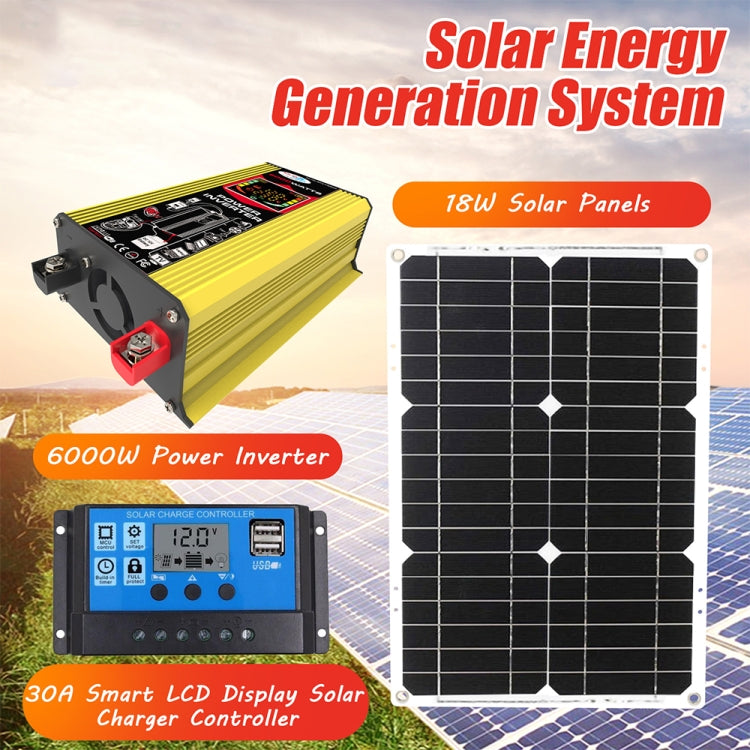 Tang 3 Generations Home Solar Generator Inverter+30A Controller+18W 12V Solar Panel, Specification: Yellow 12V To 110V - Modified Square Wave by PMC Jewellery | Online Shopping South Africa | PMC Jewellery | Buy Now Pay Later Mobicred