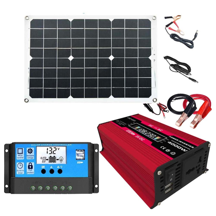 Zhi Zun Solar Power System Inverters+30A Controller+18W 18V Solar Panel, Specification: Red 12V To 220V - Charger by PMC Jewellery | Online Shopping South Africa | PMC Jewellery | Buy Now Pay Later Mobicred