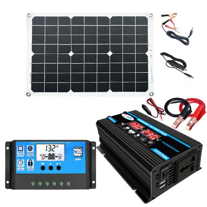 Solar Power System Inverter 30A Controller+18W 12V Solar Panel, Specification: Black 12V To 110V - Charger by PMC Jewellery | Online Shopping South Africa | PMC Jewellery | Buy Now Pay Later Mobicred