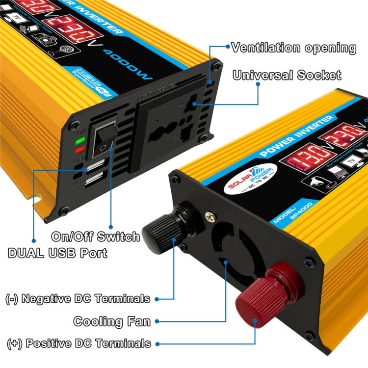 Solar Power System Inverter 30A Controller+18W 12V Solar Panel, Specification: Yellow 12V To 220V - Charger by PMC Jewellery | Online Shopping South Africa | PMC Jewellery