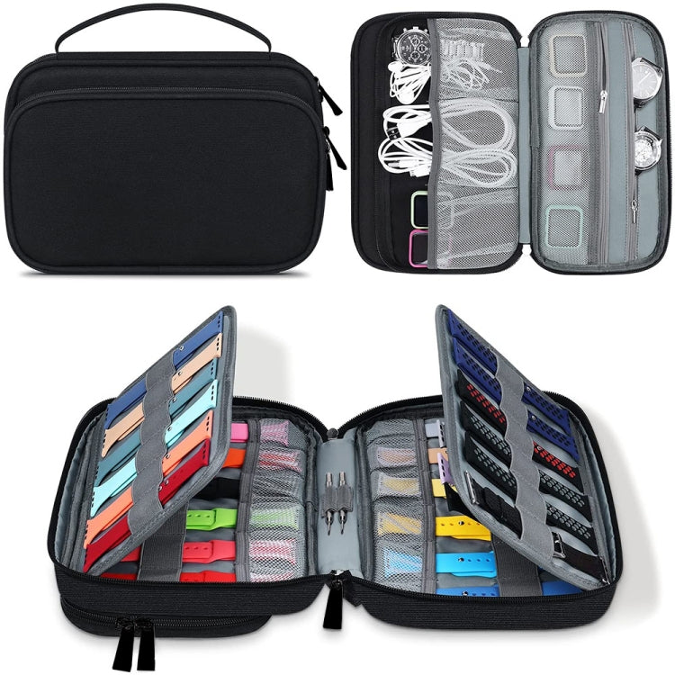 Multifunction Watch Strap Data Line 36 Slots Storage Bag(Black) - free shipping - PMC TechLife - Order now!