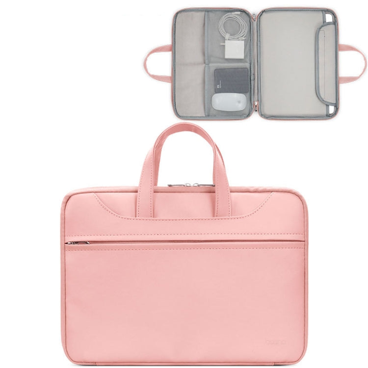 Baona BN-Q006 PU Leather Full Opening Laptop Handbag For 11/12 inches(Pink) - 12.1 inch by Baona | Online Shopping South Africa | PMC TechLife | Buy Now Pay Later Mobicred