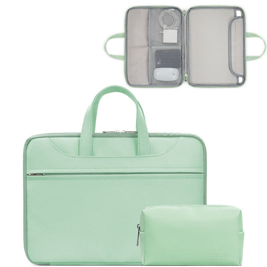 Baona BN-Q006 PU Leather Full Opening Laptop Handbag For 11/12 inches(Mint Green+Power Bag) - 12.1 inch by Baona | Online Shopping South Africa | PMC Jewellery | Buy Now Pay Later Mobicred