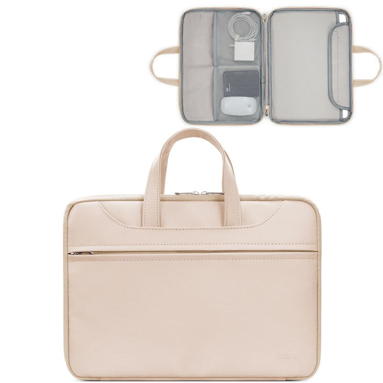Baona BN-Q006 PU Leather Full Opening Laptop Handbag For 13/13.3 inches(Light Apricot Color) - free shipping - PMC Jewellery - Order now!